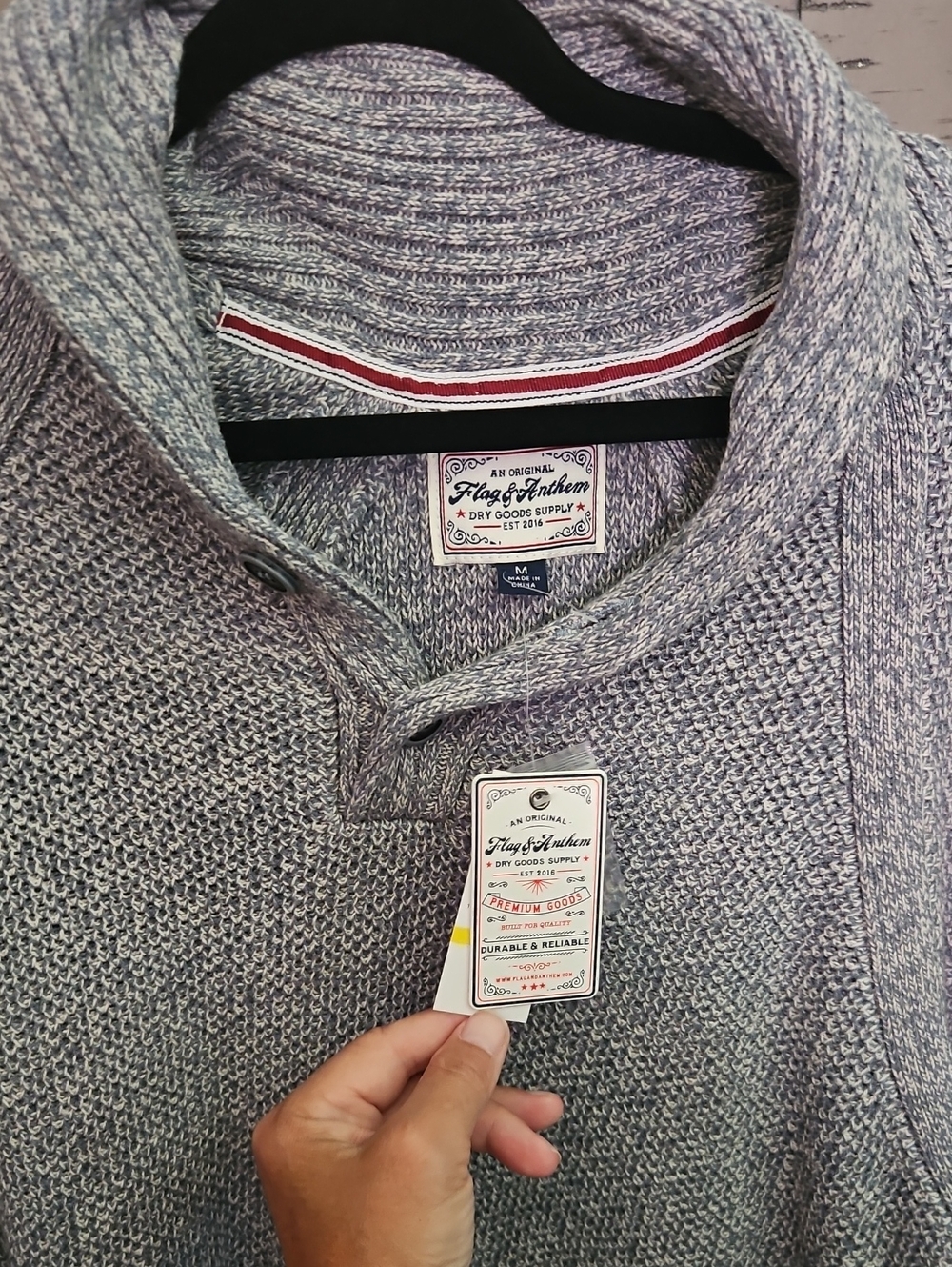 Flag & Anthem Men's Gray Shawl Collar Cardigan Sweater